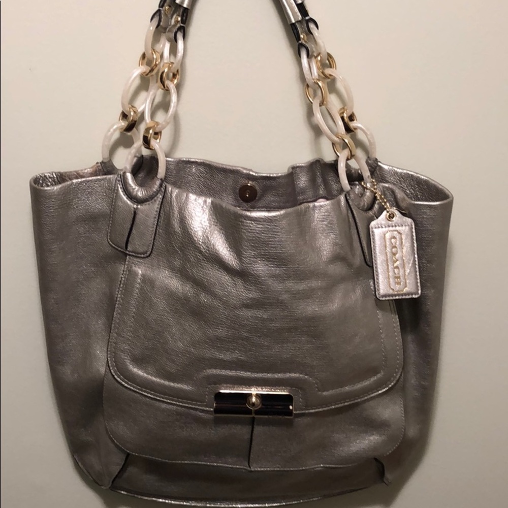 Coach Platinum Leather Tote